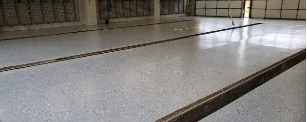 Apparatus room floor replaced at Fire Station #1